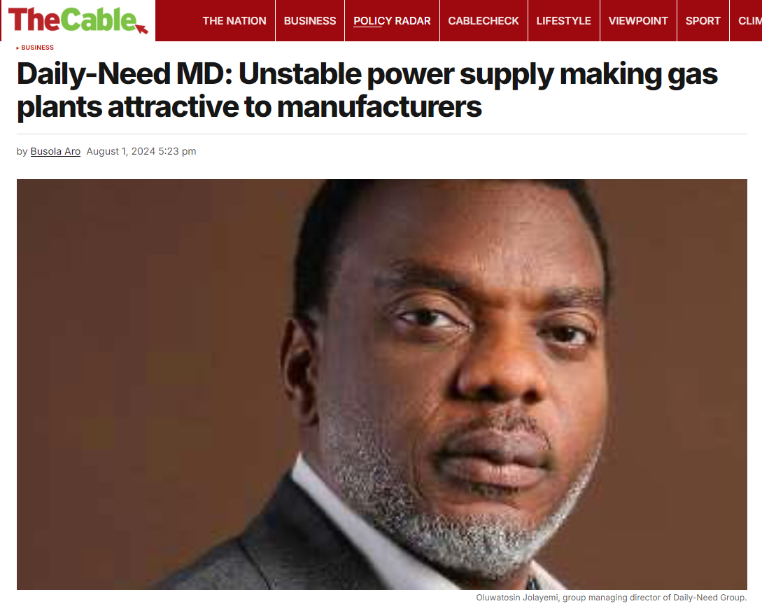Daily-Need MD: Unstable power supply making gas plants attractive to manufacturers